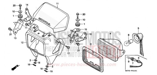 HEADLIGHT (DK/ED/U) XR400R3 de 2003
